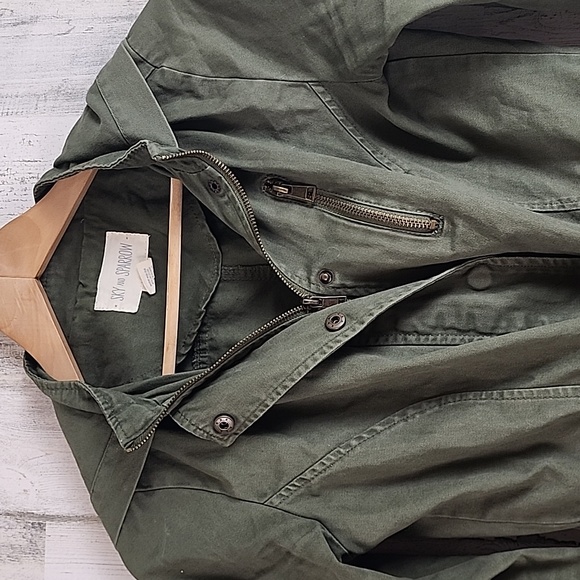 Sky and Sparrow army green utility jacket hood zipup drawstring waist Size XS - Picture 3 of 8